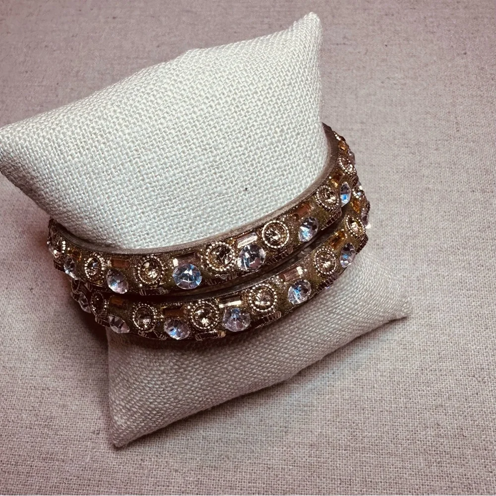 Chamak By Priya | Bracelet | Pair Narrow Crystal Bracelets in Gold